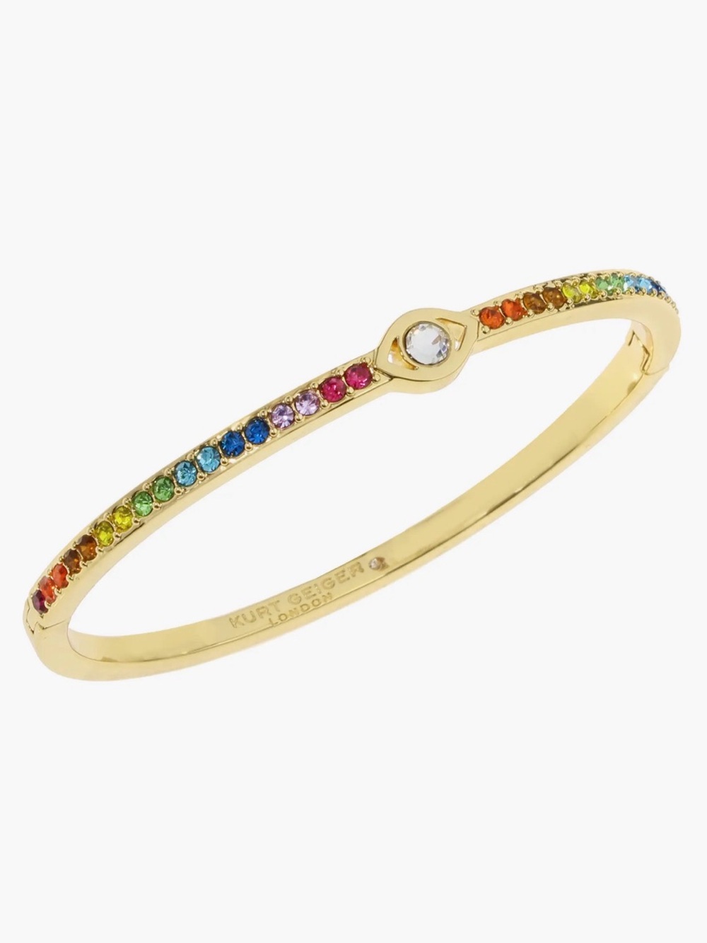 NWT Kurt Geiger Gold Rainbow Crystal Eye Bangle - Picture 3 of 7